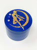 Blue Herb Grinder Gold Holographic Moon Crystal 4 Piece 55mm W/ Cleaning Tool
