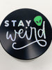 Stay Weird Alien Herb Grinder Custom Black Spice Grinder 4 Piece 55mm W/ Cleaning Tool