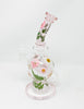 Pink Floral Recycler Glass Water Pipe/Dab Rig