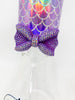StayLit Mermaid Purple Bow Swarovski Crystal 10in Beaker Glass Water Pipe/Bong