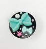 Herb Grinder Teal Bows Weed Leaves Swarovski Crystals Weed Grinder 4 Piece 55mm W/ Cleaning Tool