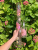 Pink White Daisies 18in Double Perc Glass Water Pipe/Dab Rig
