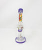 Purple Rainbow Swirl 9in Bent Neck Glass Water Hand Pipe/Dab Rig