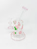 Pink Roses Bent Neck Glass Water Hand Pipe/Dab Rig