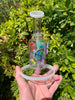 Rainbow Floral Butterflies Bent Neck Glass Water Hand Pipe/Dab Rig