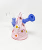 Pink Daisy Floral Pyramid Honeycomb Perc Glass Water Hand Pipe/Dab Rig