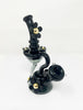 Black and Gold Daisy Recycler Glass Water Pipe/Dab Rig