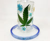Blue Dried Flowers Bent Neck Glass Water Hand Pipe/Dab Rig