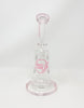 StayLit Pink Glitter Weed Leaf and Crystal 8.5in Bent Neck Glass Water Hand Pipe