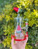 Red Watermelon 8in Glass Water Pipe/Dab Rig