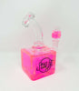 Freezable Glycerin Neon Square Bent Neck Glass Water Hand Pipe/Dab Rig