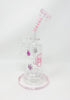 StayLit Pink Glitter Weed Leaf and Crystal 8.5in Bent Neck Glass Water Hand Pipe