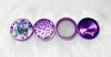 Purple Herb Grinder Mushroom Wonderland Crystal 4 Piece 55mm W/ Cleaning Tool