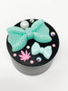 Herb Grinder Teal Bows Weed Leaves Swarovski Crystals Weed Grinder 4 Piece 55mm W/ Cleaning Tool