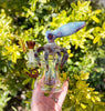 6.5in Amber Red Octopus Shower Head Perc Glass Hand Pipe/Dab Rig