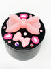 Herb Grinder Pink Bows Lips Swarovski Crystals Weed Grinder 4 Piece 55mm W/ Cleaning Tool