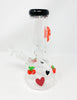 StayLit Cherries Red Bow Crystal 10in Beaker Glass Water Pipe/Bong