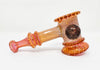 Amber Gold Fumed Dichroic Glass Hand Pipe/Hammer Bubbler