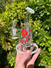 Rainbow Floral Butterflies Bent Neck Glass Water Hand Pipe/Dab Rig
