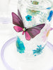 Purple Floral Butterflies 8 In Bent Neck Glass Water Hand Pipe/Dab Rig