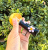 Amber Pink Flowers Glass Hand Pipe