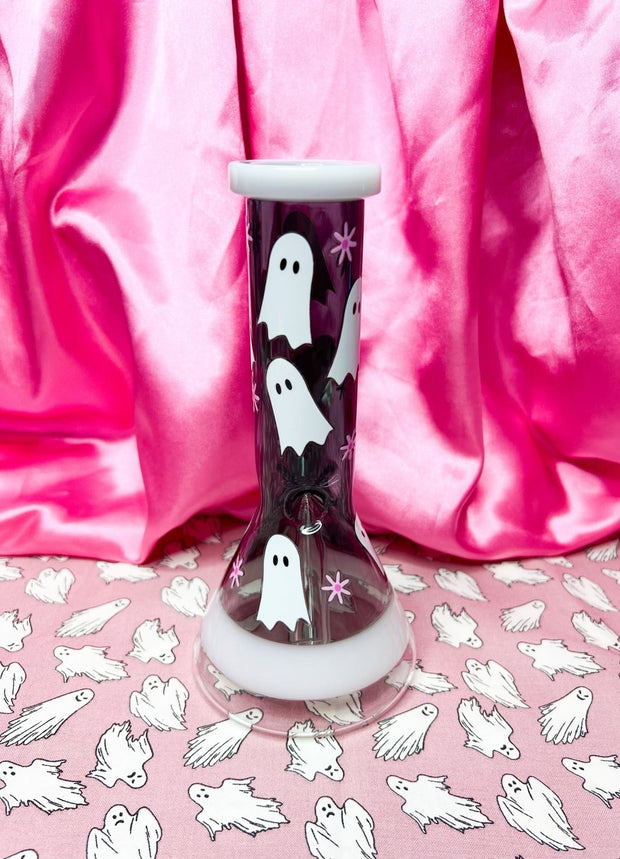 Friendly Ghosts 10in Glass Water Pipe/Bong