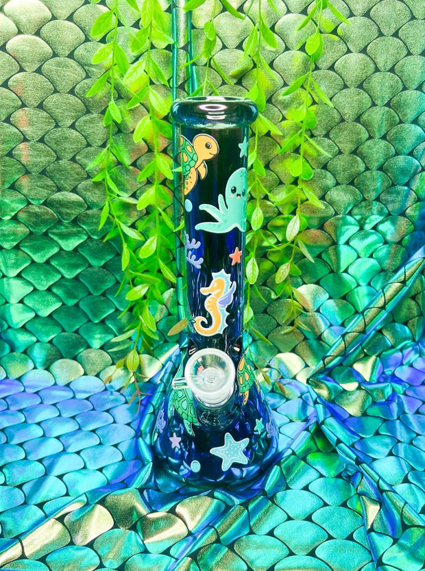 Under The Sea Electroplated 10in Glass Water Pipe/Bong