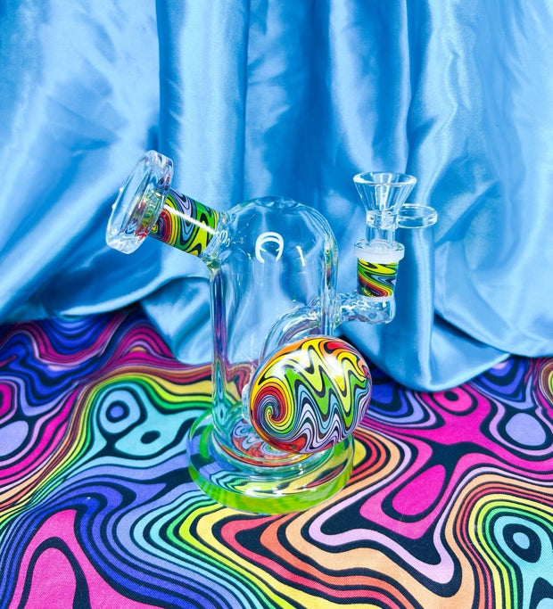 Rainbow Wig Wag Dome Glass Water Pipe/ Wig Wag Bong
