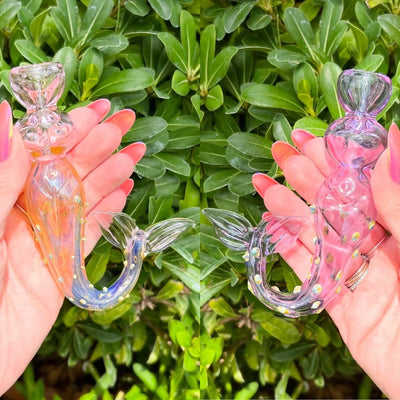 Fumed Mermaid Glass Hand Pipe