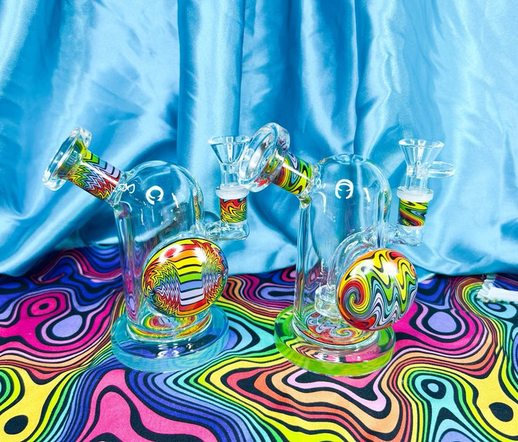 Rainbow Wig Wag Dome Glass Water Pipe/ Wig Wag Bong