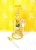 Yellow Smokemon 10in Double Perc Glass Water Pipe/Dab Rig