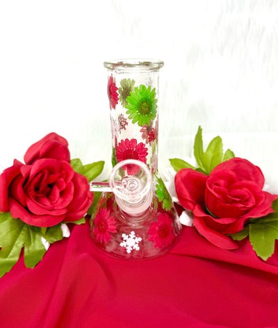 Christmas Dried Floral Glass Water Pipe/Bong