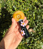 Amber Pink Flowers Glass Hand Pipe