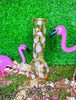 Gold Iridescent Flamingo 8in Glass Water Pipe/Bong