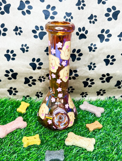 Custom Dog 8in Glass Water Pipe/Bong