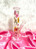 Pink & Yellow Dried Floral 10in Glass Water Pipe/Bong
