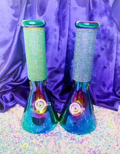 Rainbow Bling 12 Inch Glass Water Pipe/Bong