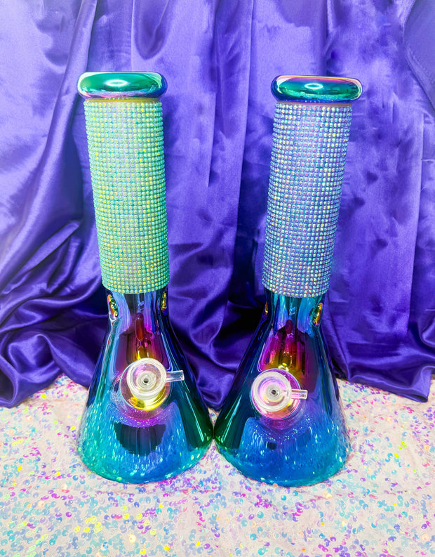 Rainbow Bling 12 Inch Glass Water Pipe/Bong