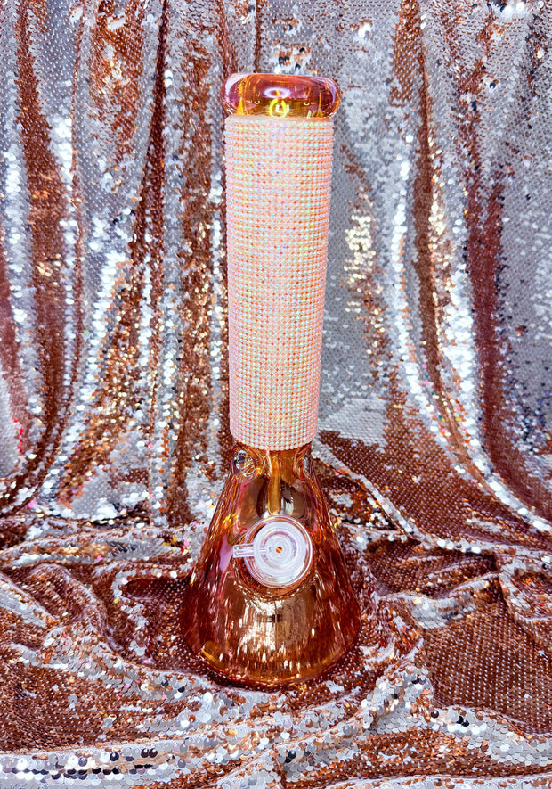Amber Bling 14 Inch Glass Water Pipe/Bong