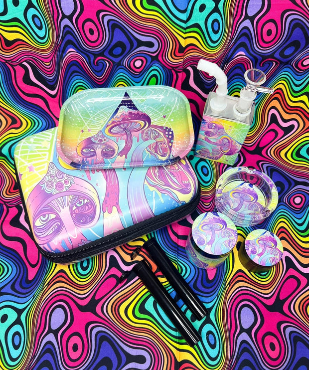 Psychedelic Mushrooms Glass Water Pipe/Dab Rig Set