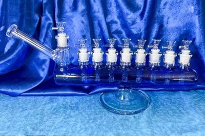 Blue Menorah Hanukkah 14in Glass Water Pipe/Bong