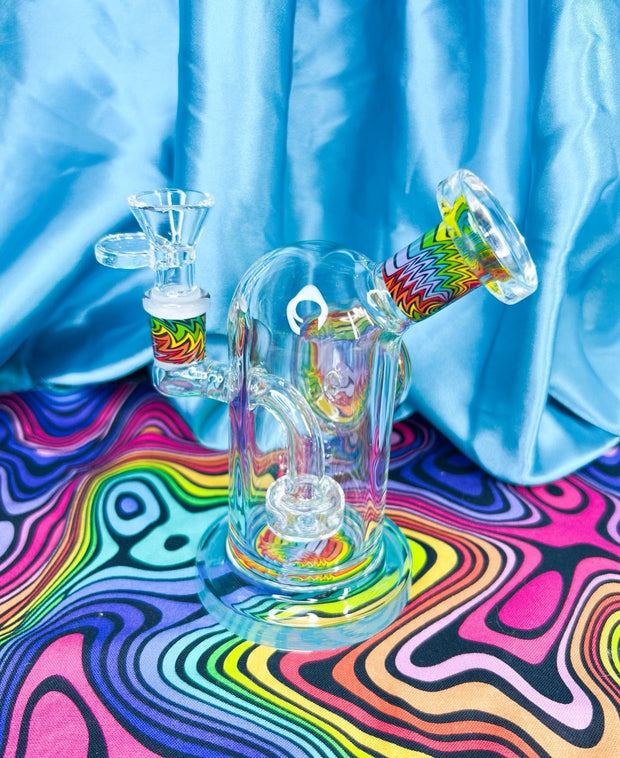 Rainbow Wig Wag Dome Glass Water Pipe/ Wig Wag Bong
