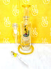 Yellow Smokemon 10in Double Perc Glass Water Pipe/Dab Rig