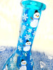 Blue Iridescent Snowman Glass Water Pipe/Bong