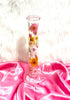 Pink & Yellow Dried Floral 10in Glass Water Pipe/Bong