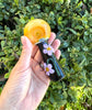 Amber Pink Flowers Glass Hand Pipe