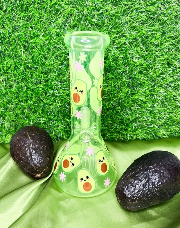 Neon Avocado 8in Glass Water Pipe/Bong