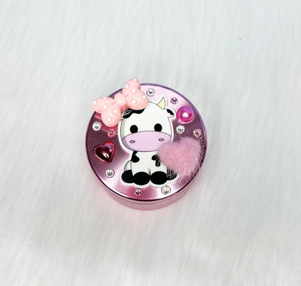 Cute Cow Crystal 4 Piece Grinder 55mm W/ Cleaning Tool