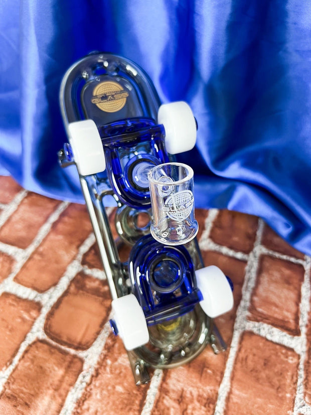 Blue Skateboard 9in Glass Water Pipe/Dab Rig