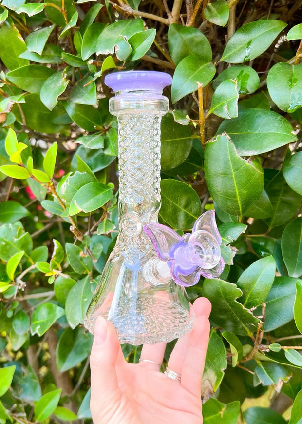 Purple Crystal Glass Vase Water Pipe/Bong